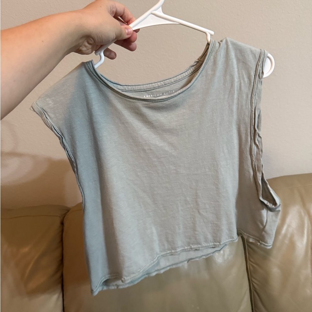 American Eagle Outfitters Light Gray Muscle Tee